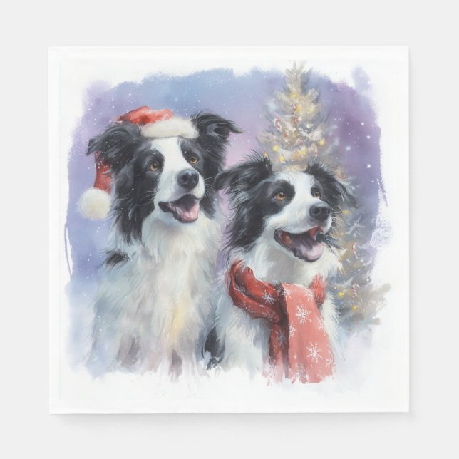 Serviette En Papier Border Collie Christmas Paper Napkin (Devant)