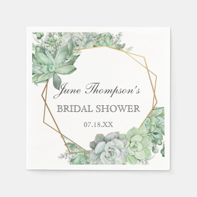 Serviette En Papier Bordure de verdure succulente d'eucalyptus pour Ba (Devant)