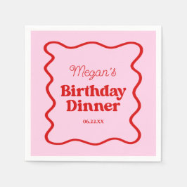 Serviette En Papier Bordure rose rouge vague Anniversaire Dîner