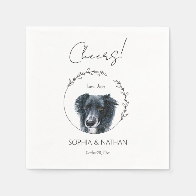 Serviette En Papier Bordure simple Collie Chien Mariage Cocktail Napki (Devant)