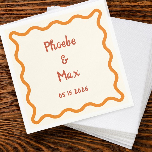 Serviette En Papier Bordure Whimsical Wavy manuscrite les années 70 Ma (Créateur téléchargé)