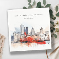 Boston Massachusetts City Scape Mariage d'aquarell
