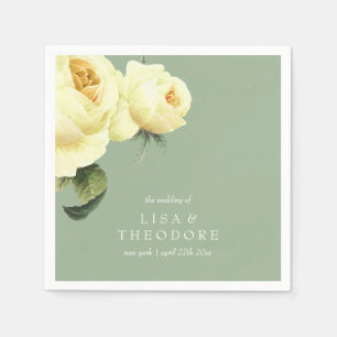 Serviette En Papier Botanica Jaune Sage Vintage Mariage personnalisé