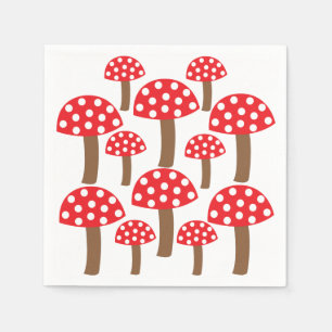 Serviette En Papier Botanique du champignon rouge
