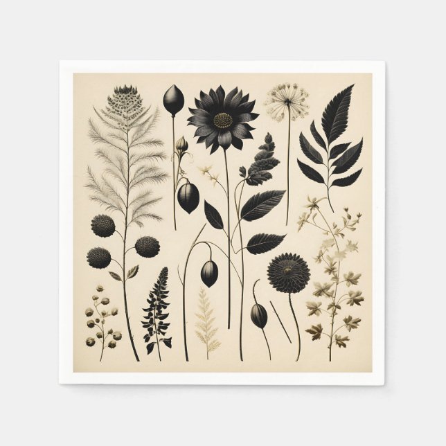 Serviette En Papier Botanique florale intemporelle (Devant)