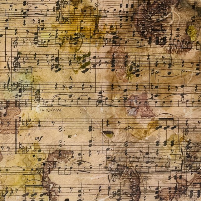 Serviette En Papier Botanique Grunge Floral Sheet Musique Napkin (Créateur téléchargé)
