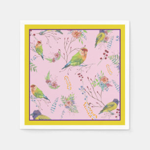 Serviette En Papier Botanique oiseaux