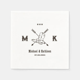 Serviette En Papier Botte de cowboy de l'Ouest Monogramme Mariage camp