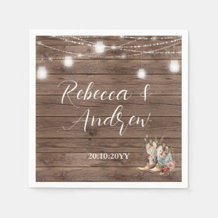 Serviette En Papier Bottes de cowboy rustiques pour mariage avec guirl