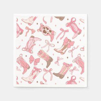 Serviette En Papier Bottes de rodéo roses occidentales avec noeuds pap
