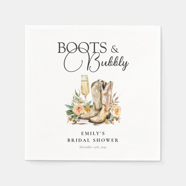 Serviette En Papier Bottes et Bridal Shower Occidental pétillant (Devant)