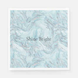 Serviette En Papier Boucles de marbre bleu Aqua Silver