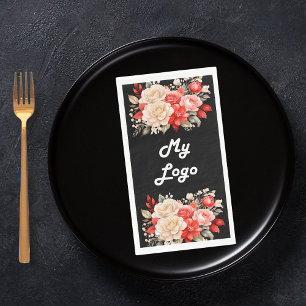 Serviette En Papier Boucles d'ivoire rouge noir logo commercial