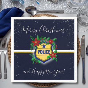 Serviette En Papier Bouclier de police Joyeux Noël et Bonne Année
