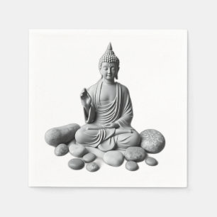 Serviette En Papier Bouddha serein avec pierres et Plante