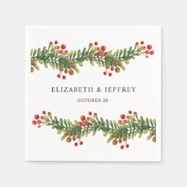 Serviette En Papier Boughs rustiques de Holly Mariage de Noël d'hiver