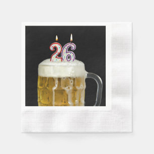Serviette En Papier Bougies de 26e anniversaire en bière