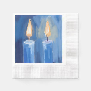 Serviette En Papier Bougies de Hanoukka bleu aquarelle de vacances