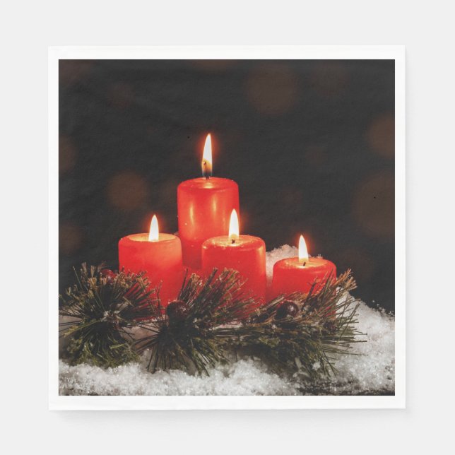 Serviette En Papier Bougies de Noël festives (Devant)