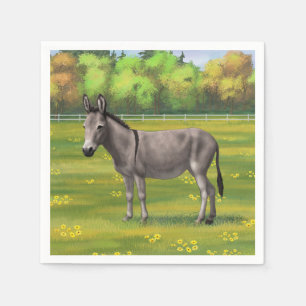 Serviette En Papier Bouillon Gris D'Âne Cute Dans Le Pâturage