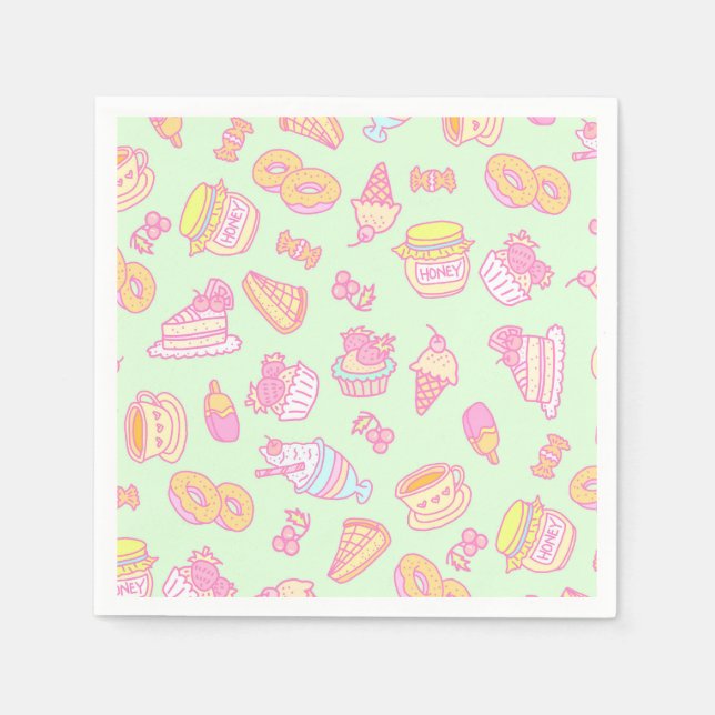 Serviette En Papier Boulangerie et boissons vertes (Devant)