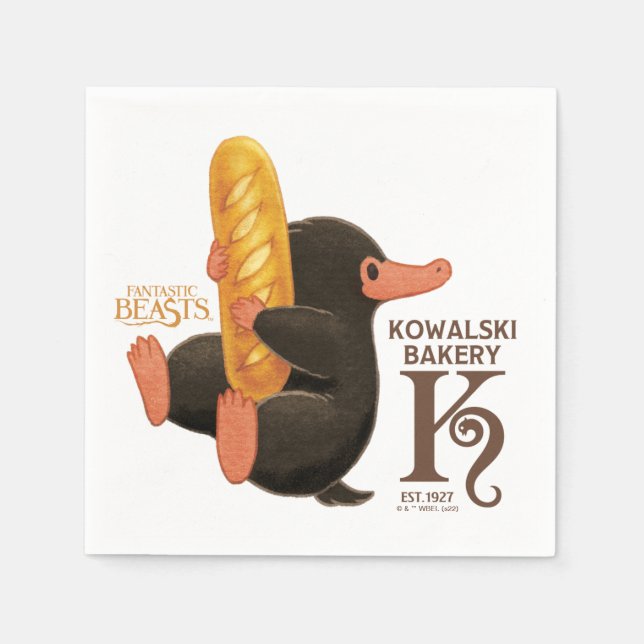 Serviette En Papier Boulangerie Kowalski - Niffler Avec Pain (Devant)