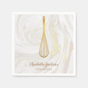 Serviette En Papier Boulangerie Pâtisserie Gold Whisk Tourbillons de M