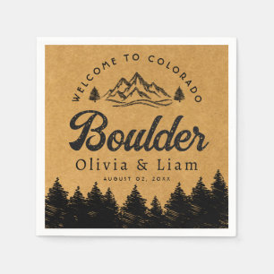 Serviette En Papier Boulder Colorado Mariage minimaliste Bienvenue