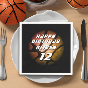Serviette En Papier Boule de basket-ball orange métallique Anniversair