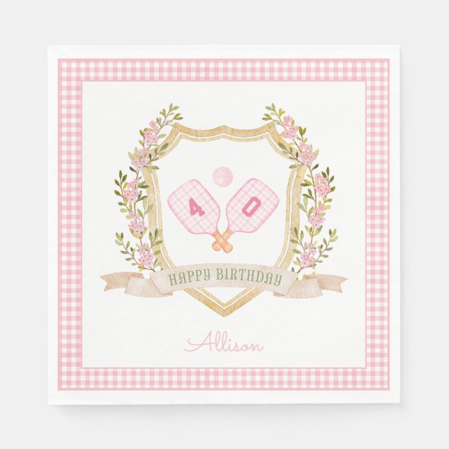 Serviette En Papier Boule de chiche rose Preppy | Anniversaire personn (Devant)