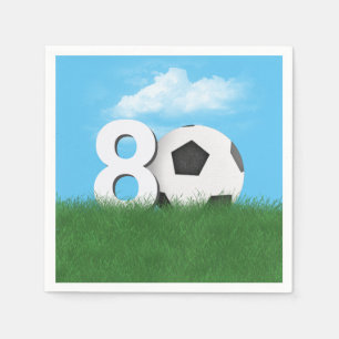 Serviette En Papier Boule De Football 80e Anniversaire En Herbe Verte