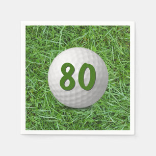 Serviette En Papier Boule de golf 80e anniversaire sur l'herbe