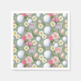 Serviette En Papier Boule de golf avec fleurs