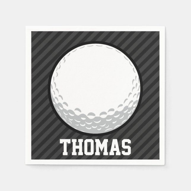Serviette En Papier Boule de golf; Gris Noir & Foncé (Devant)