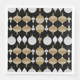 Serviette En Papier Boule de Noël Gold Retro