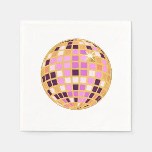 Serviette En Papier Boule Disco Moderne Gold Purple Rétro
