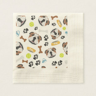 Serviette En Papier Bouledogue de sourire de l'anglais de chien