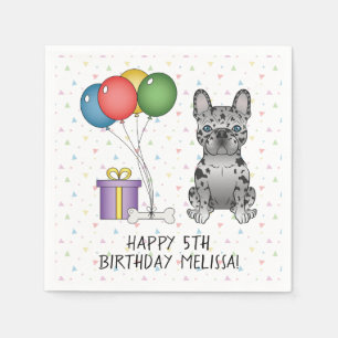 Serviette En Papier Bouledogue Français Blue Merle Cartoon Anniversair
