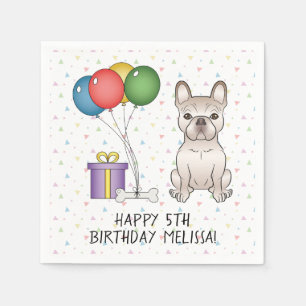 Serviette En Papier Bouledogue français crème Anniversaire de chien de