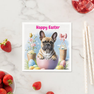 Serviette En Papier Bouledogue français Joyeuses Pâques French Bulldog
