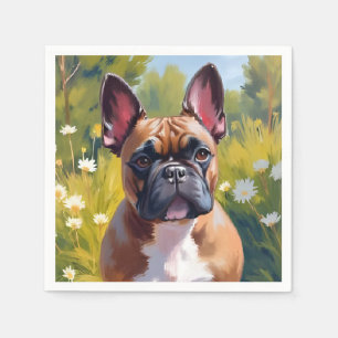 Serviette En Papier Bouledogue français   Peinture de chien de compagn