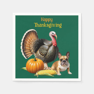 Serviette En Papier Bouledogue français Thanksgiving French Bulldog