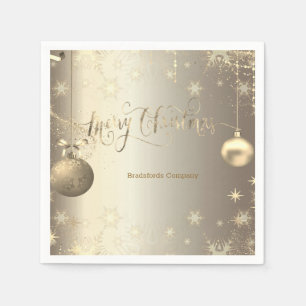 Serviette En Papier Boules de neige étoiles dorées Élégantes