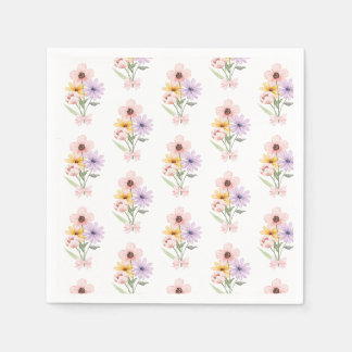 Serviette En Papier Bouquet aquarelle mariage floral joli