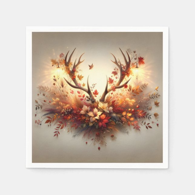 Serviette En Papier Bouquet d'automne Deer Antler (Devant)