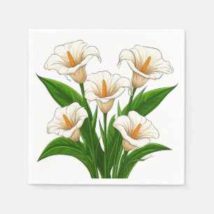 Serviette En Papier Bouquet de callas blancs avec des feuilles vertes