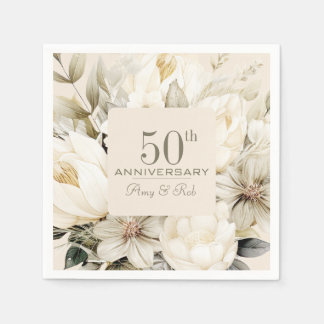 Serviette En Papier Bouquet de crème vanille Anniversaire personnalisé