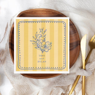 Serviette En Papier Bouquet de fleurs bleues florales en rayures pour 