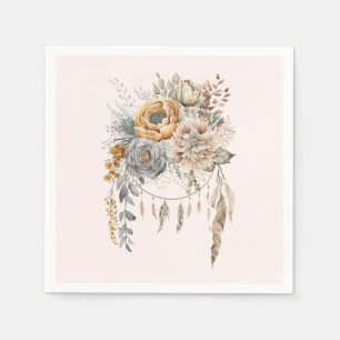 Serviette En Papier Bouquet de fleurs Boho et Dreamcatcher