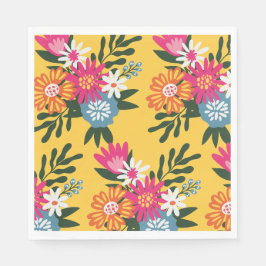 Serviette En Papier Bouquet de fleurs d'été sur or